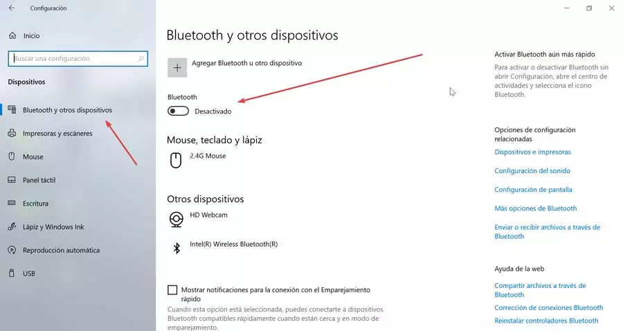 Bluetooth setting off