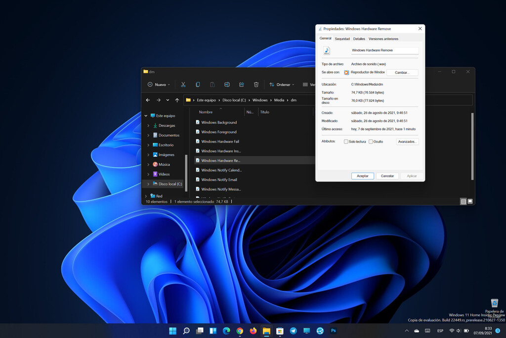 Microsoft has introduced different sounds in Windows 11: they are now different depending on whether you use dark or light mode