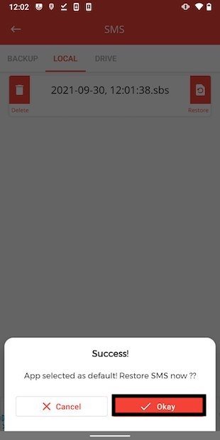 Confirm default app change