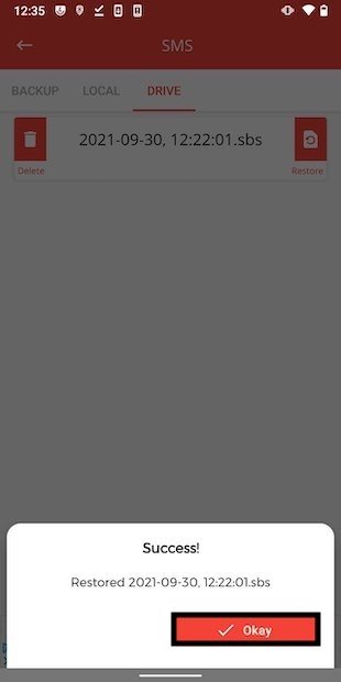 Confirmed restoration