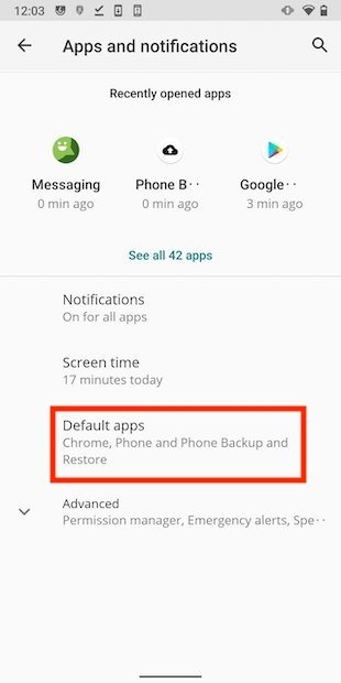 Application options in settings