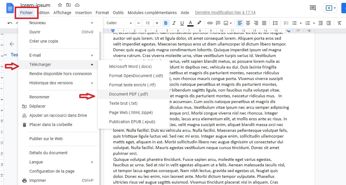 Download a Google Docs in PDF