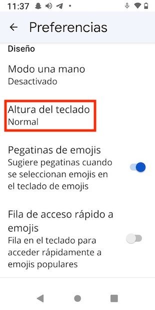 Change keyboard height