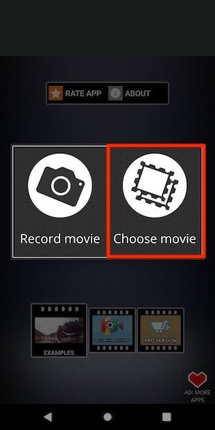 Choose video from internal storage