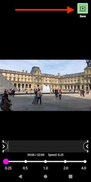 Save video at reduced speed to internal memory