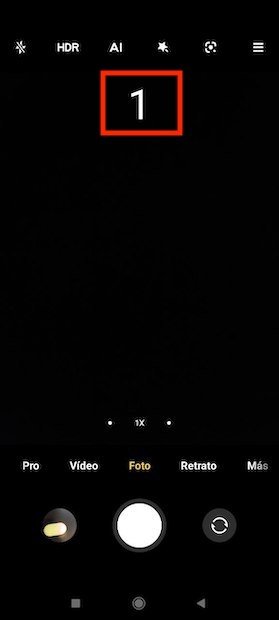 Timer running to take a photo