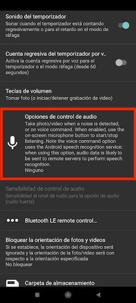 Audio control options