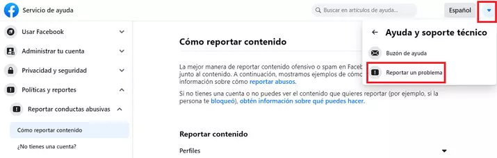 report facebook content